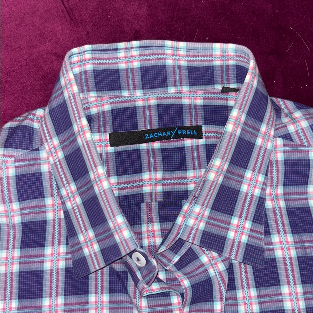 Zachary Prell Men's Purple and Pink Plaid Shirt